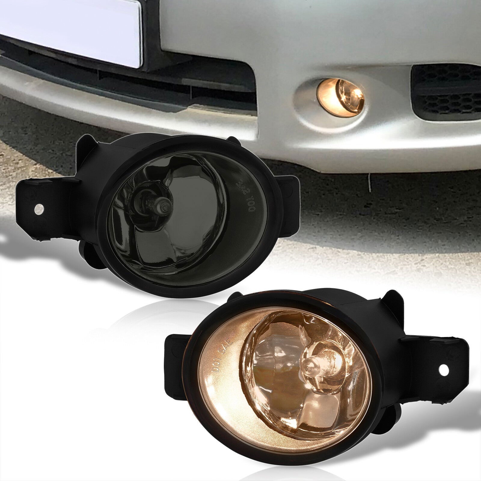 Nissan Maxima 2009-2014 Front Fog Lights Smoked Len (Includes Switch & Wiring Harness) - Parts Agent