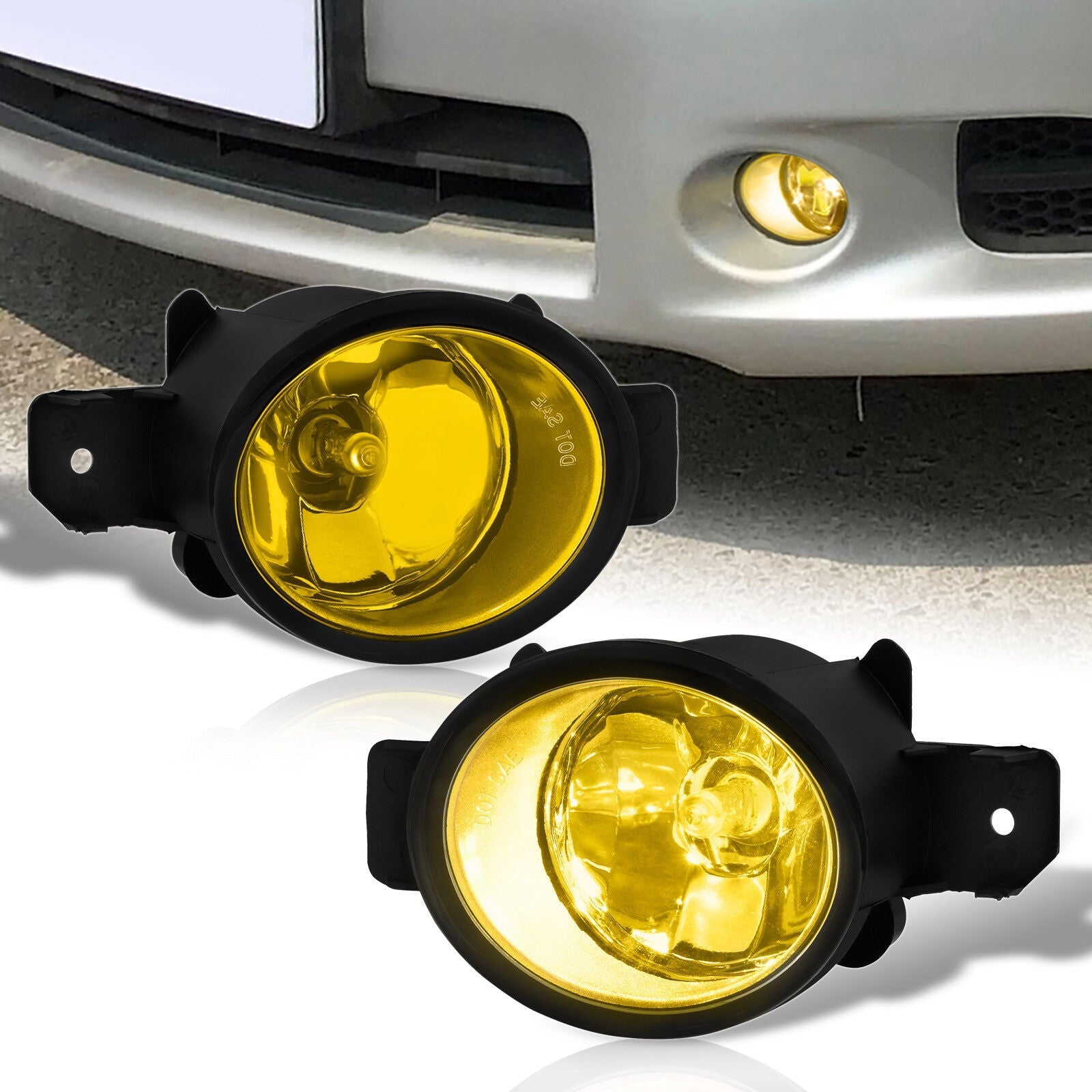 Nissan Maxima 2009-2014 Front Fog Lights Yellow Len (Includes Switch & Wiring Harness) - Parts Agent