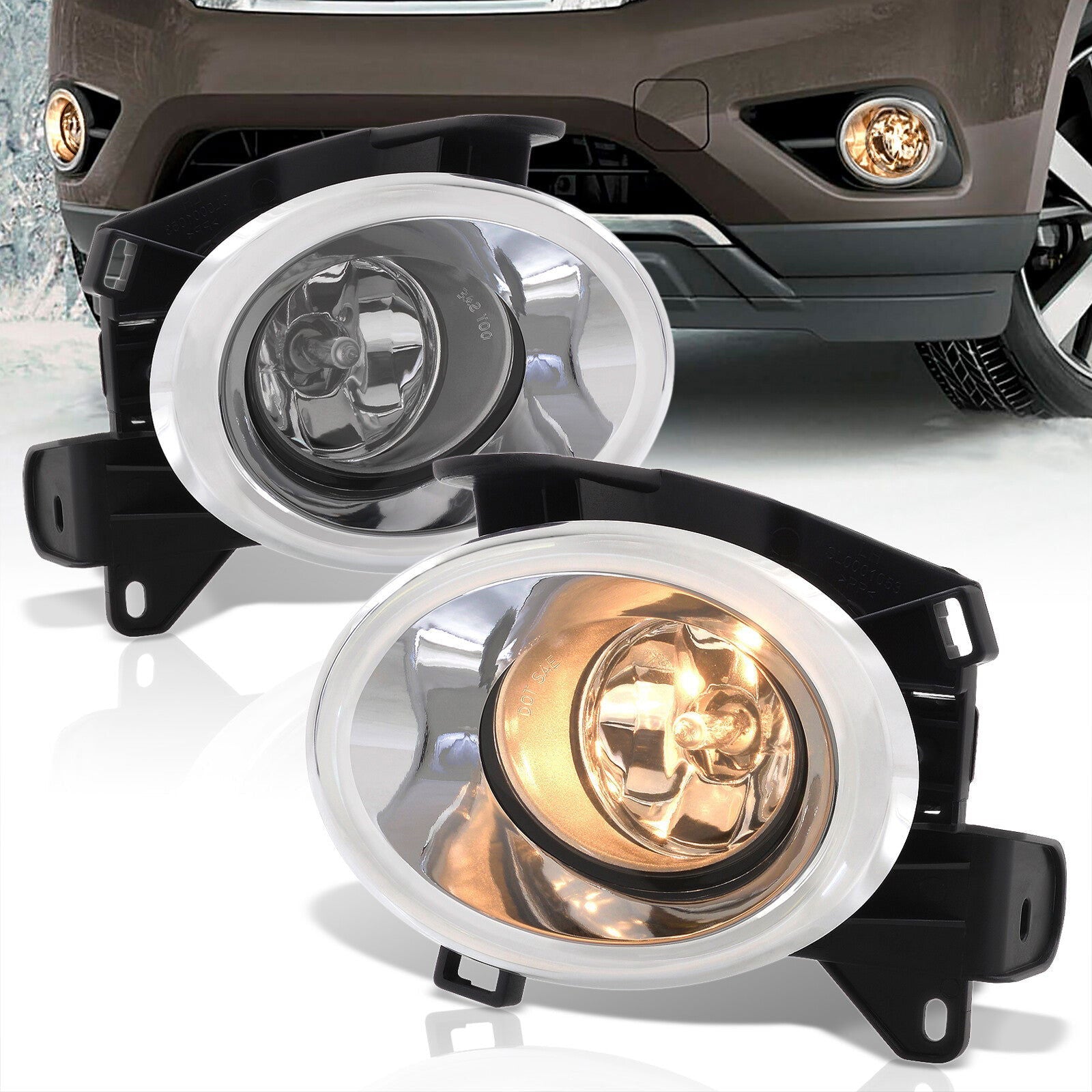 Nissan Pathfinder 2013-2016 Front Fog Lights Clear Len (Includes Switch & Wiring Harness) - Parts Agent