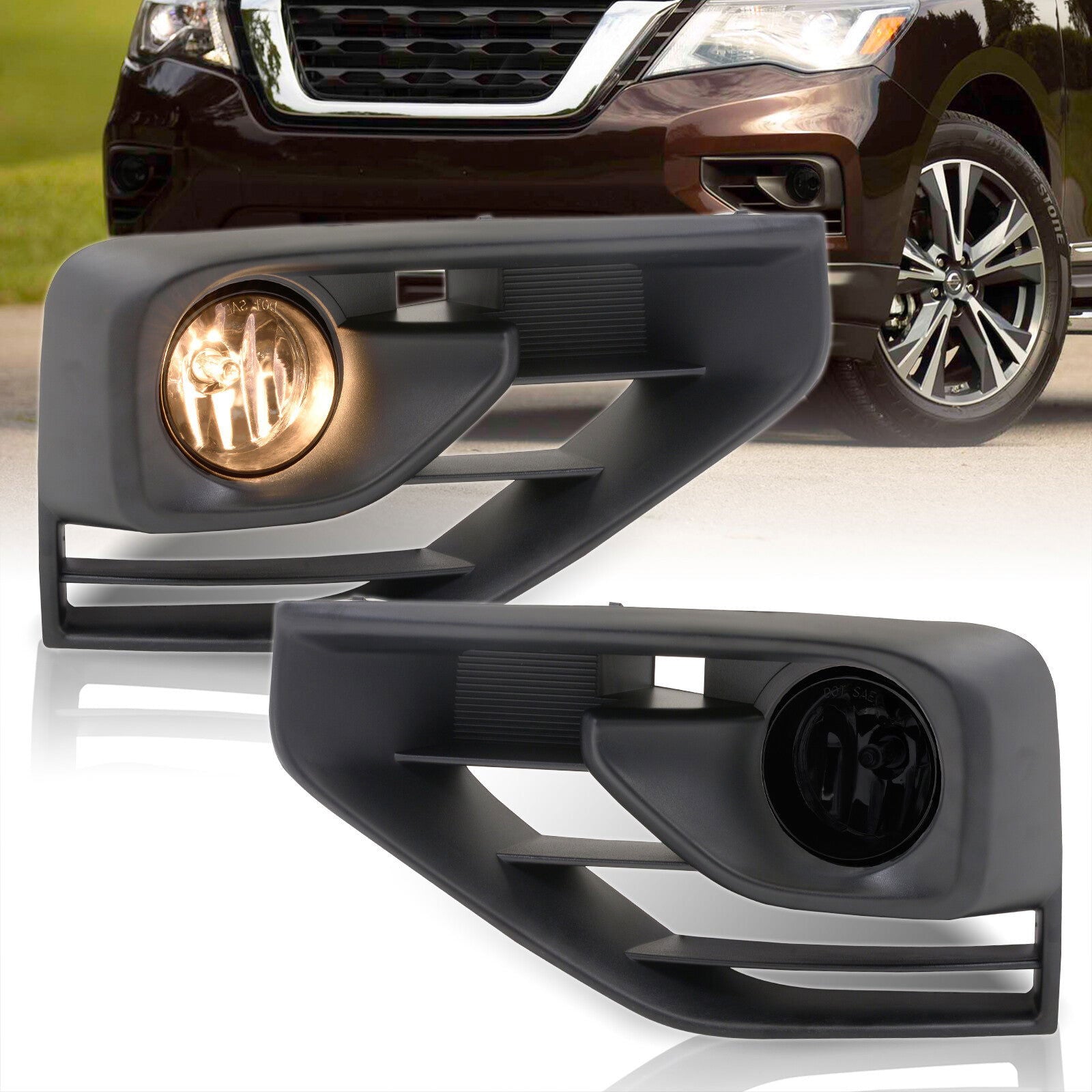 Nissan Pathfinder 2017-2020 Front Fog Lights Smoked Len (Includes Switch & Wiring Harness) - Parts Agent