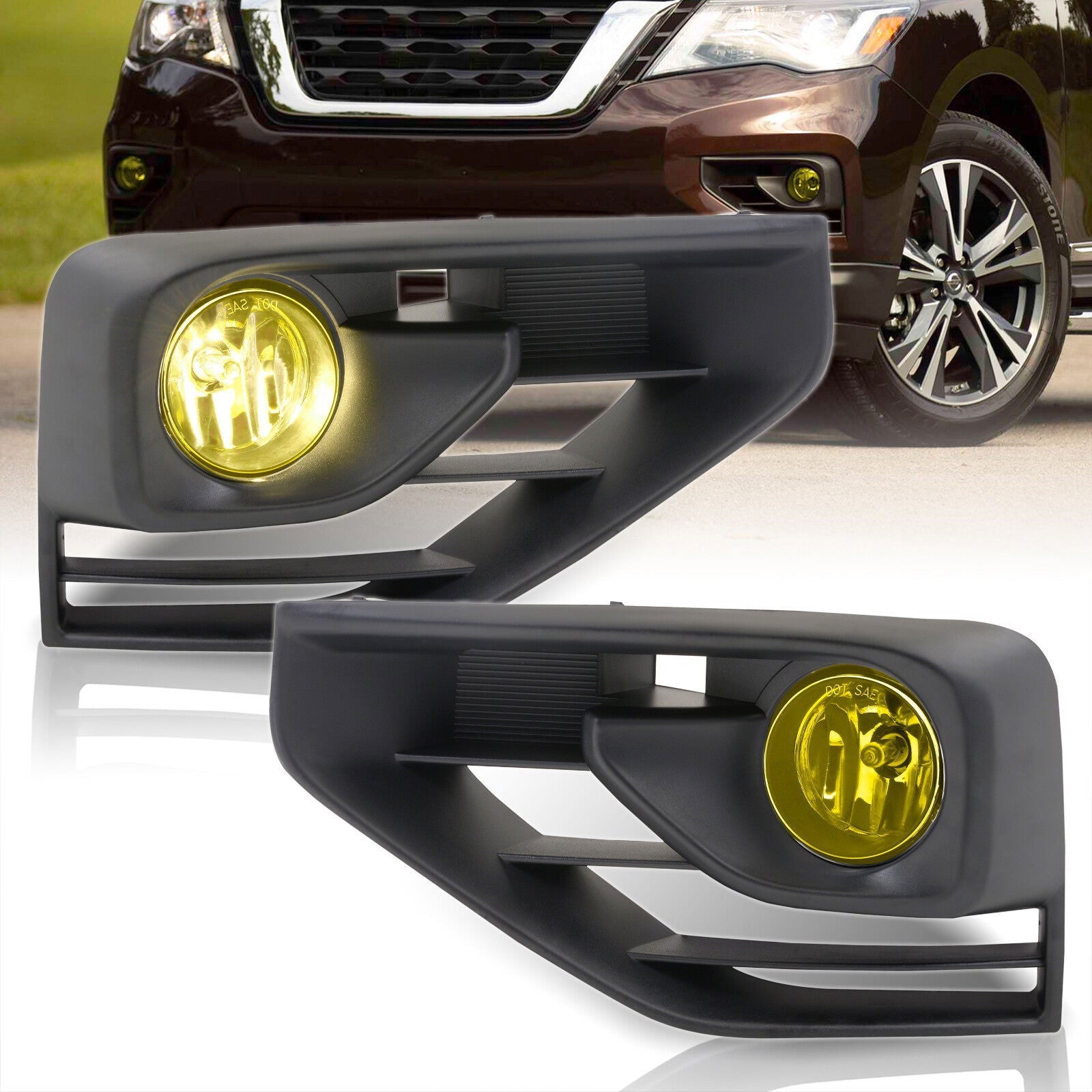 Nissan Pathfinder 2017-2020 Front Fog Lights Yellow Len (Includes Switch & Wiring Harness) - Parts Agent
