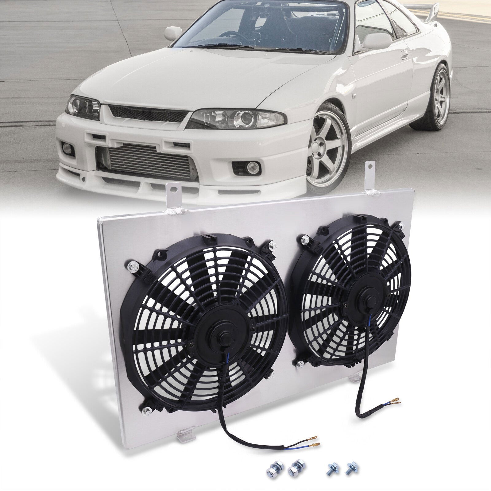 Nissan R33 1994-1998 M/T Aluminum Radiator Dual Fan Shroud - Parts Agent