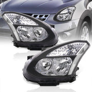 Nissan Rogue 2008-2013 Factory Style Headlights Black Housing Clear Len Clear Reflector (Halogen Models Only) - Parts Agent