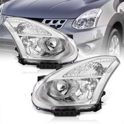 Nissan Rogue 2008-2013 Factory Style Headlights Chrome Housing Clear Len Clear Reflector (Halogen Models Only) - Parts Agent