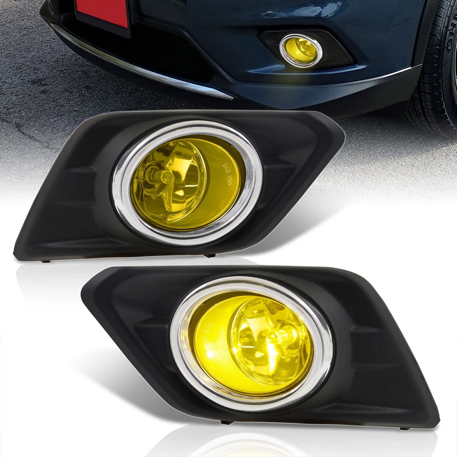 Nissan Rogue 2014-2016 Front Fog Lights Yellow Len (Includes Switch & Wiring Harness) - Parts Agent