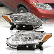 Nissan Rogue 2014-2016 LED DRL Factory Style Headlights Chrome Housing Clear Len Amber Reflector (Halogen Models Only) - Parts Agent