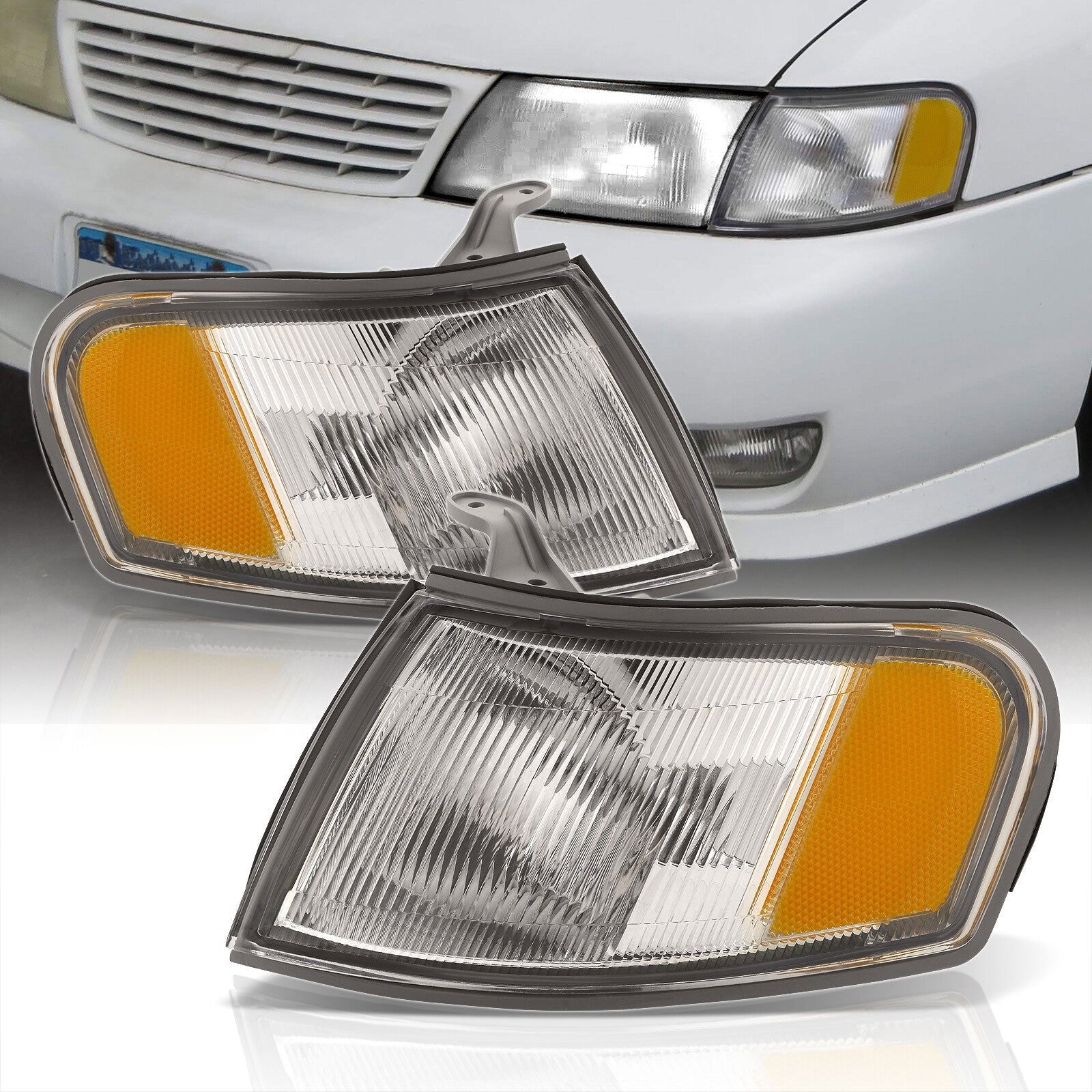 Nissan Sentra/200SX Corner Light Chrome Housing Amber Reflector - Parts Agent