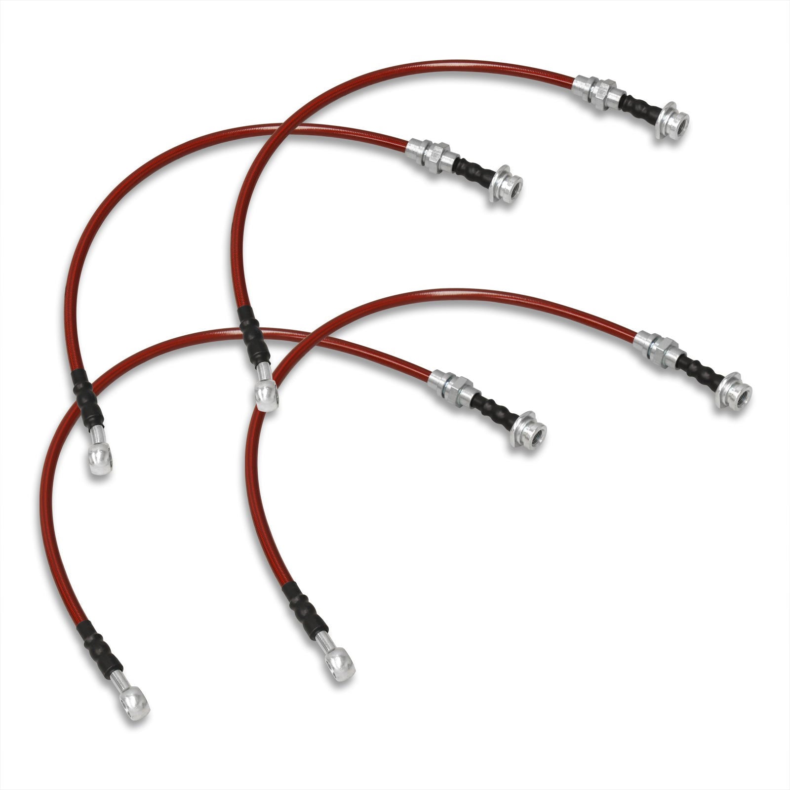 Nissan Sentra 2002-2006 Stainless Steel Braided Oil Brake Lines Red (Models with Rear Disc Only) - Parts Agent
