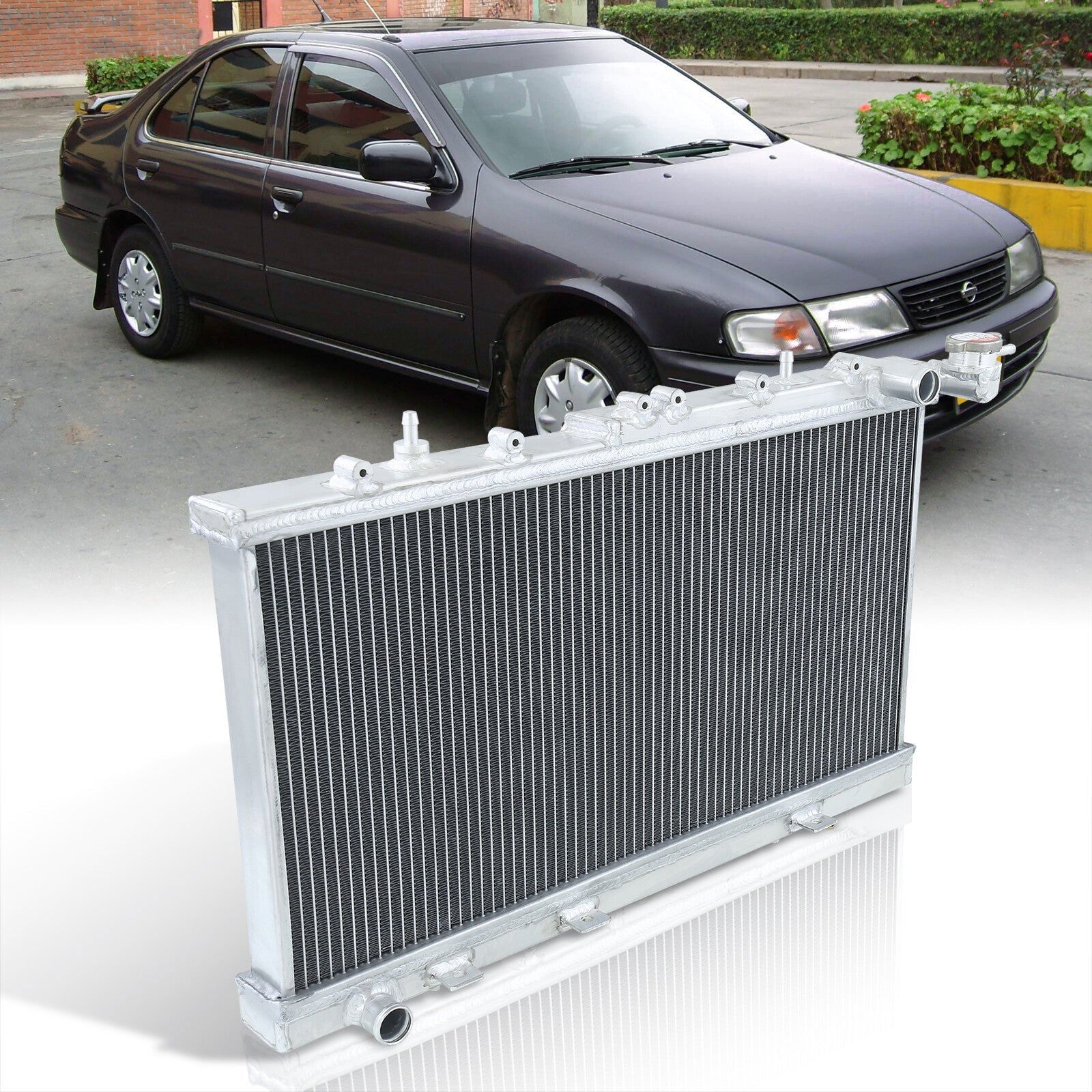 Nissan Sentra 200SX 1.6L 1991-1999 Manual Transmission Aluminum Radiator - Parts Agent