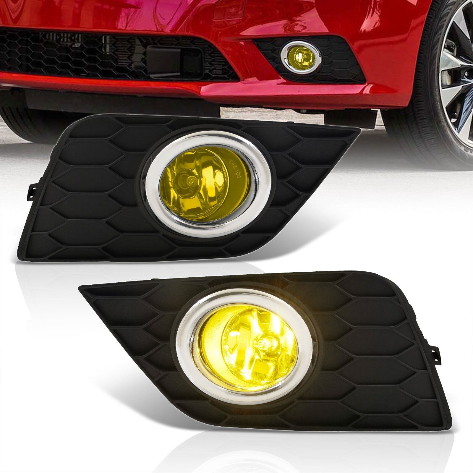 Nissan Sentra 2016-2019 Front Fog Lights Yellow Len (Includes Switch & Wiring Harness) - Parts Agent