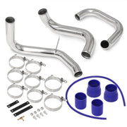 Nissan Skyline GTR R32 R33 R34 RB20 RB25DET Bolt-On Aluminum Polished Piping Kit + Blue Couplers - Parts Agent