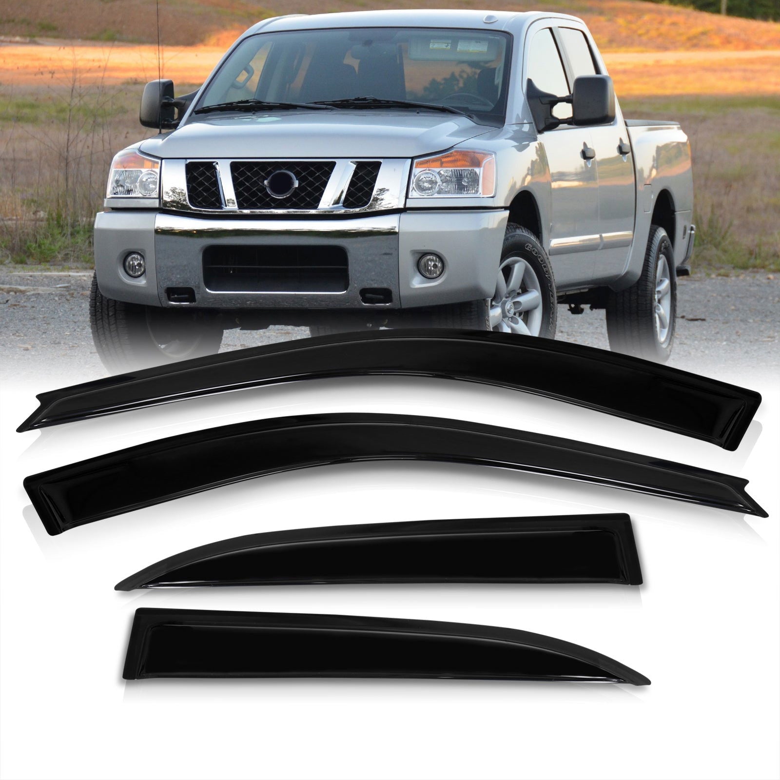 Nissan Titan 2004-2015 Crew Cab 4 Door Tape On Window Visors - Parts Agent