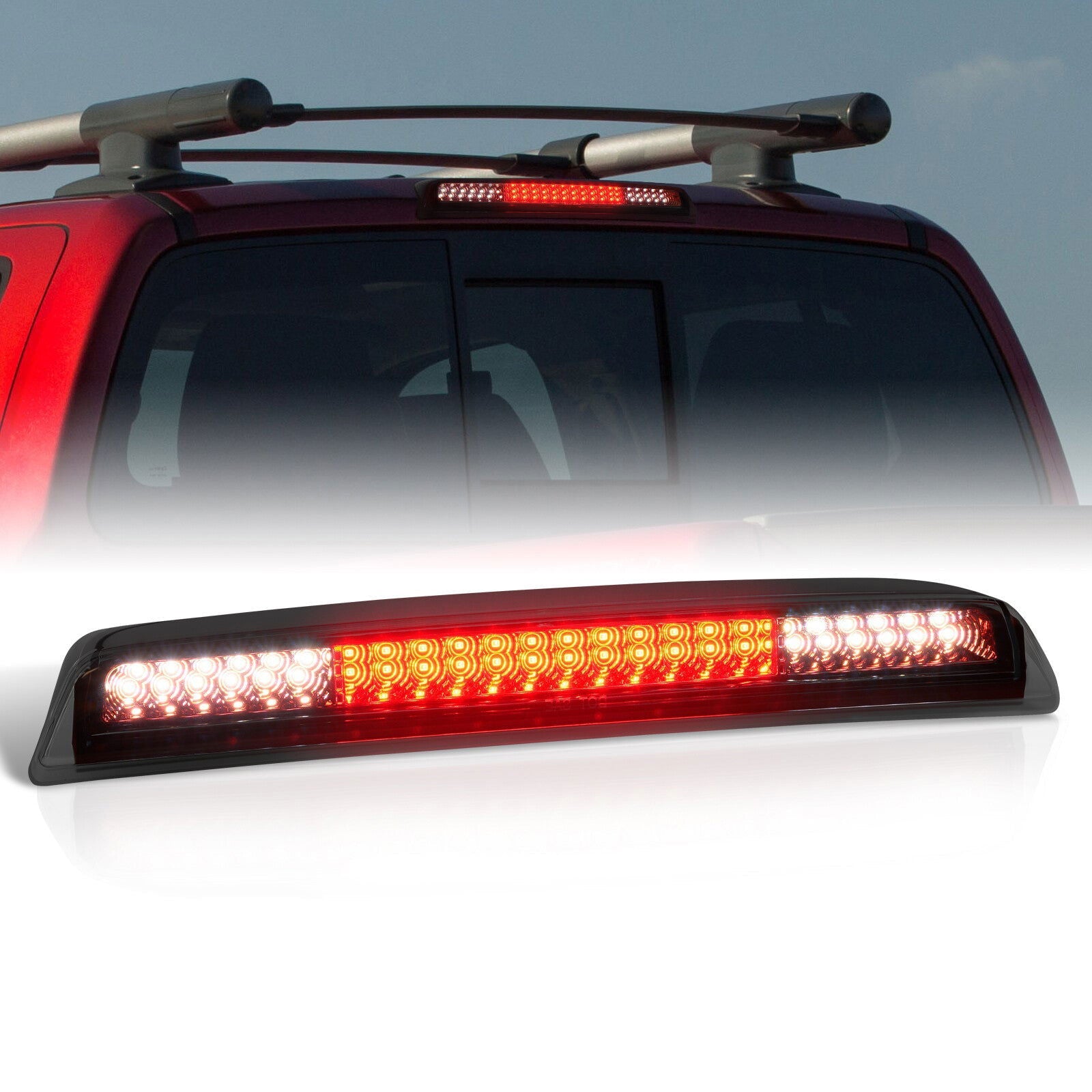 Nissan Titan 2004-2015 Strobe LED 3rd Brake Light Red Housing Smoke Len - Parts Agent
