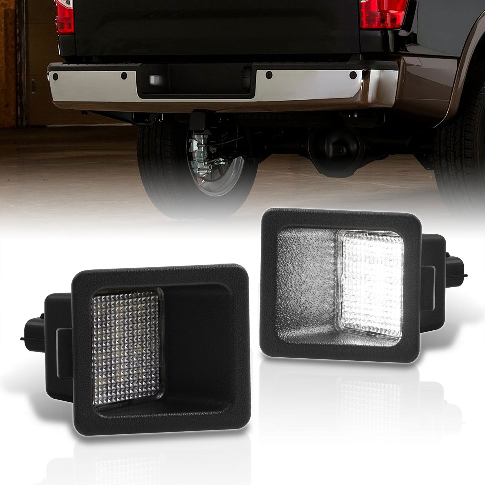 Nissan Titan 2016-2019 / Titan XD 2016-2019 White SMD LED License Plate Lights Clear Len - Parts Agent