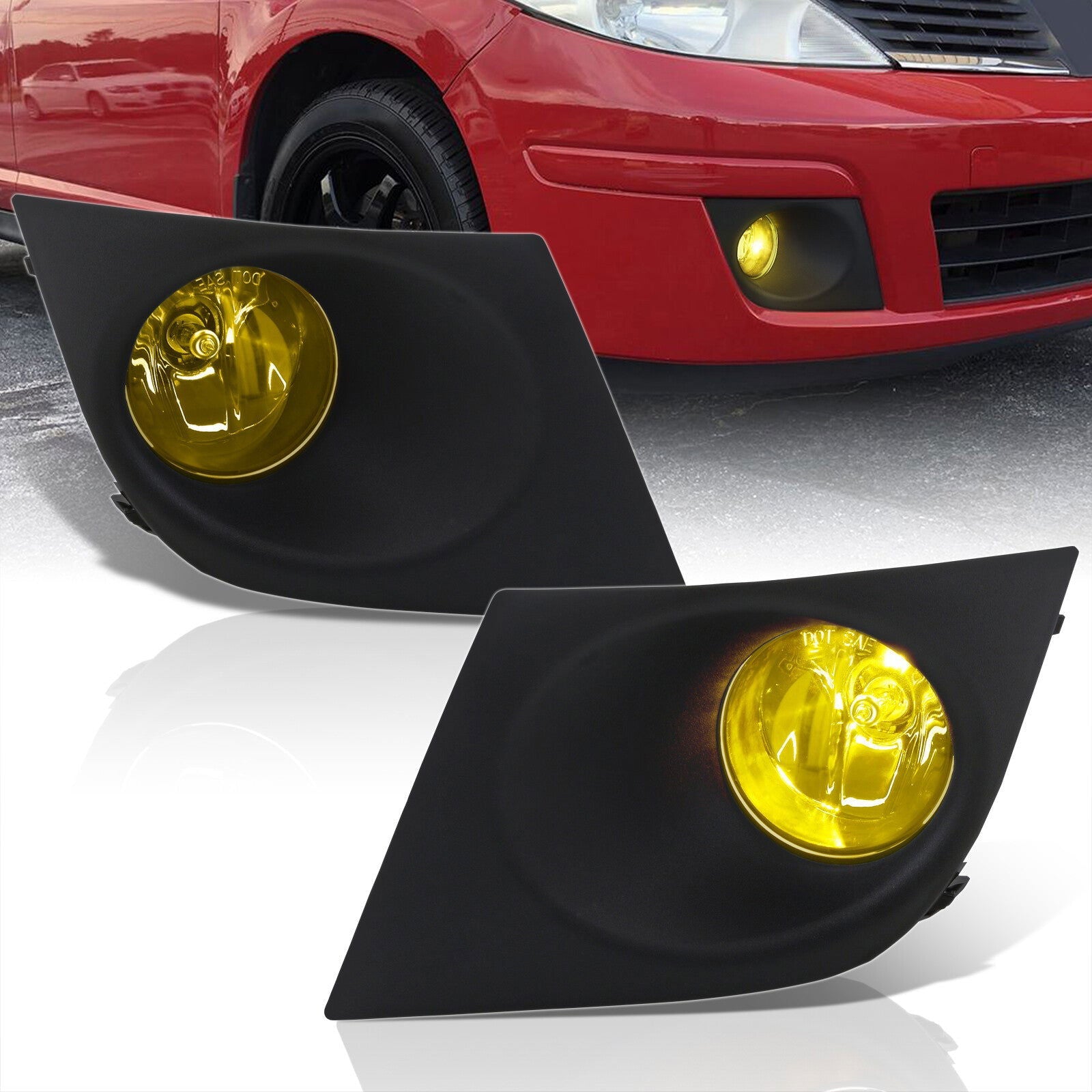 Nissan Versa 2007-2011 Front Fog Lights Yellow Len (Includes Switch & Wiring Harness) - Parts Agent
