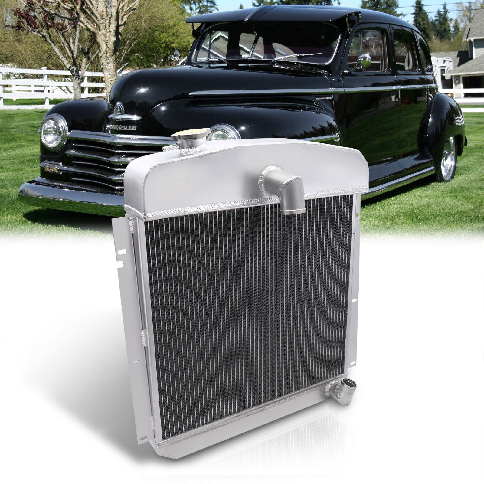 Plymouth P15 Deluxe 1947-1949 Automatic & Manual Transmission Aluminum Radiator - Parts Agent