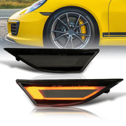 Porsche Carrera 991 2012-2019 / Boxster 981 718 2013-2021 / Cayman 982 2014-2022 Front Amber LED Side Marker Lights Clear Len - Parts Agent