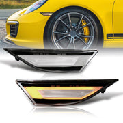 Porsche Carrera 991 2012-2019 / Boxster 981 718 2013-2021 / Cayman 982 2014-2022 Front Amber LED Side Marker Lights Clear Len - Parts Agent