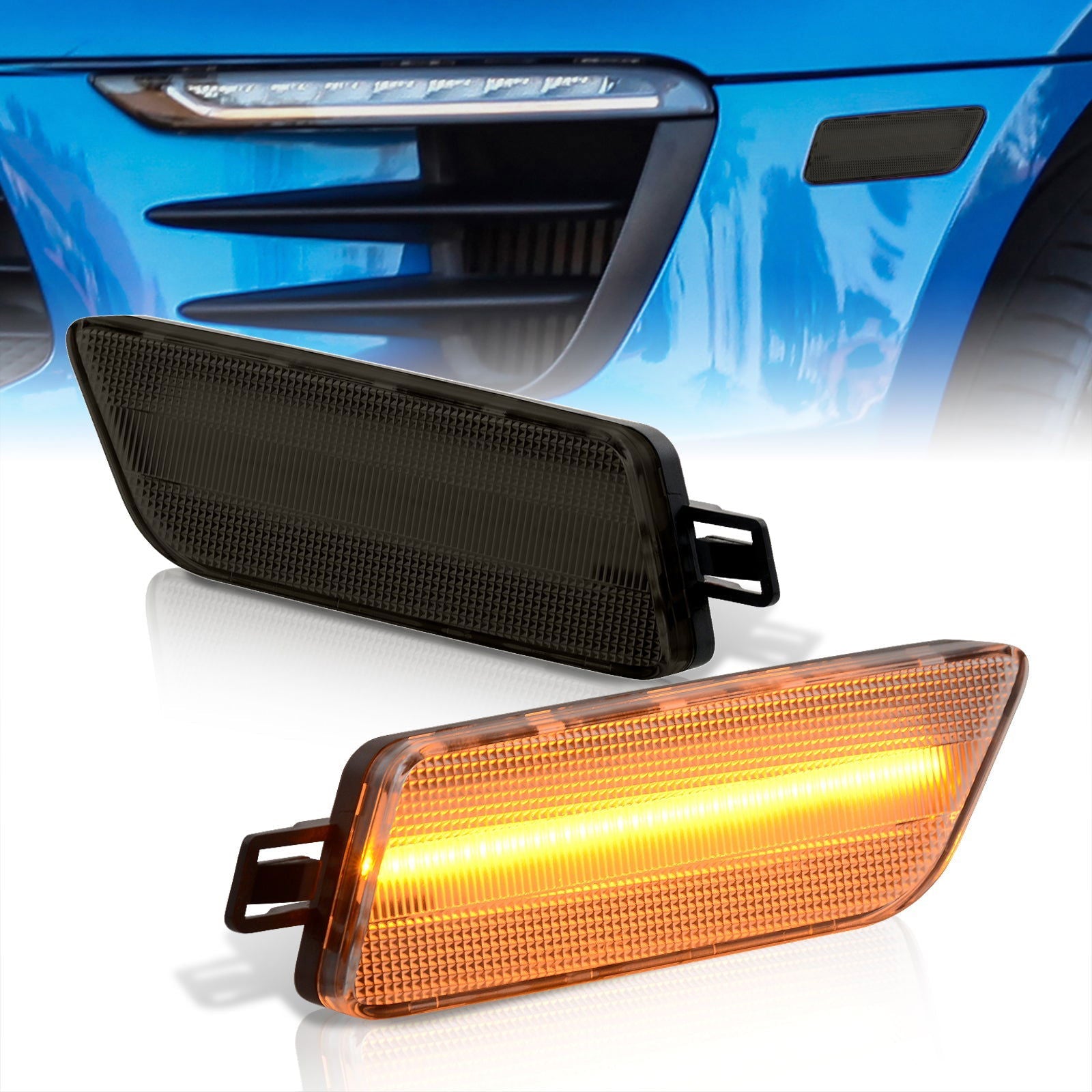 Porsche Macan 2015-2022 Front Amber LED Side Marker Lights Smoke Len - Parts Agent