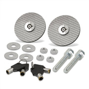 Real Carbon Fiber Hood Lock Pin with Keys Silver - Parts Agent