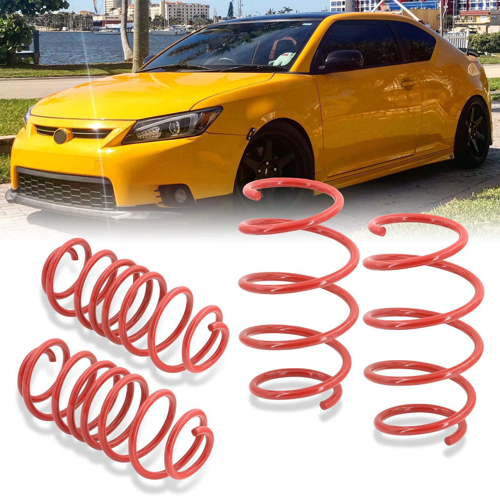 Scion TC 2011-2016 Lowering Springs Red (Front ~1.5" / Rear ~1.8") - Parts Agent