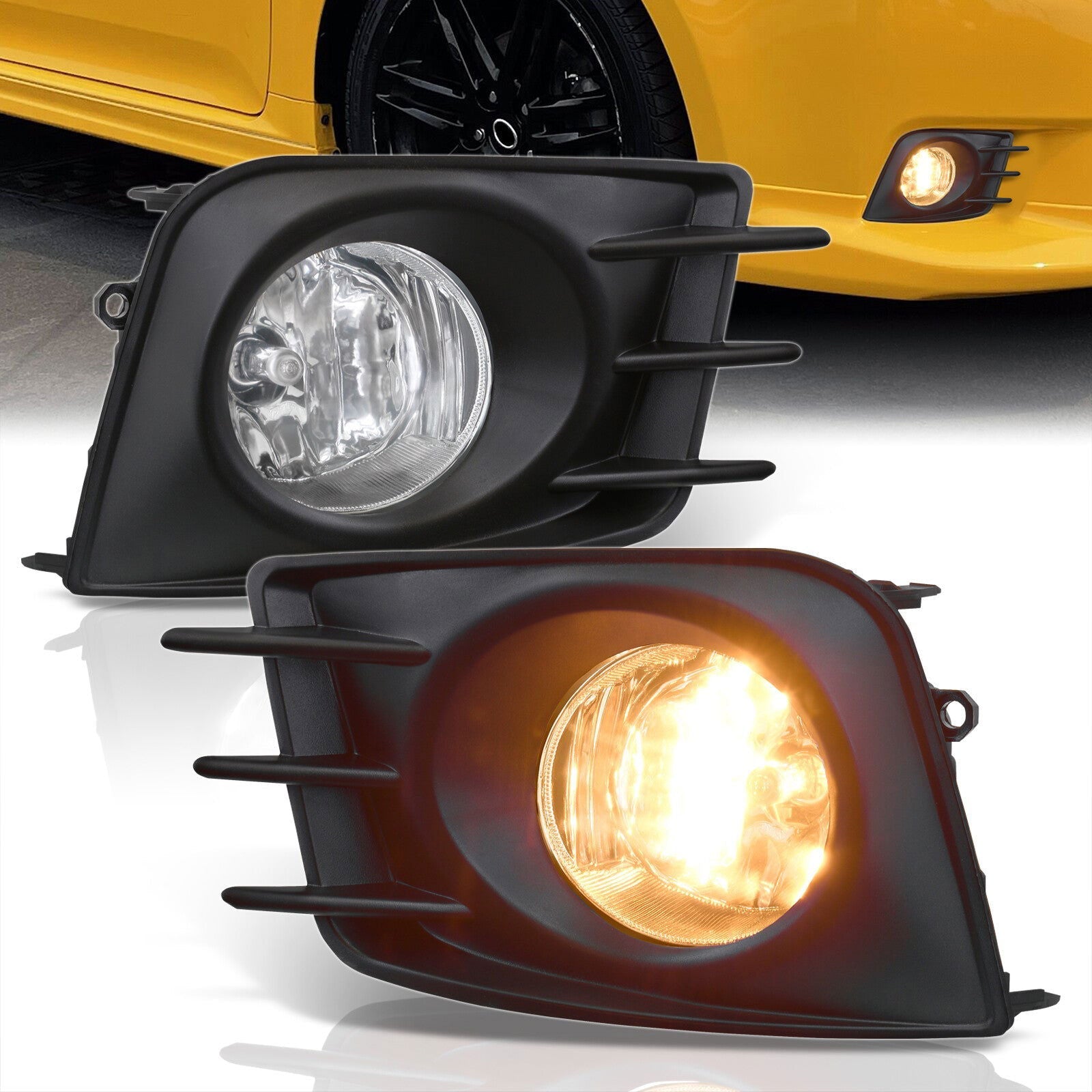 Scion tC 2011-2013 Front Fog Lights Clear Len (Includes Switch & Wiring Harness) - Parts Agent