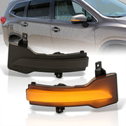 Subaru Ascent 2019-2022 / Crosstrek 2018-2022 / Forester 2019-2022 / Impreza 2017-2022 / Legacy 2018-2022 / Outback 2018-2022 Front Amber Sequential LED Side Mirror Signal Marker Lights Smoke Len - Parts Agent