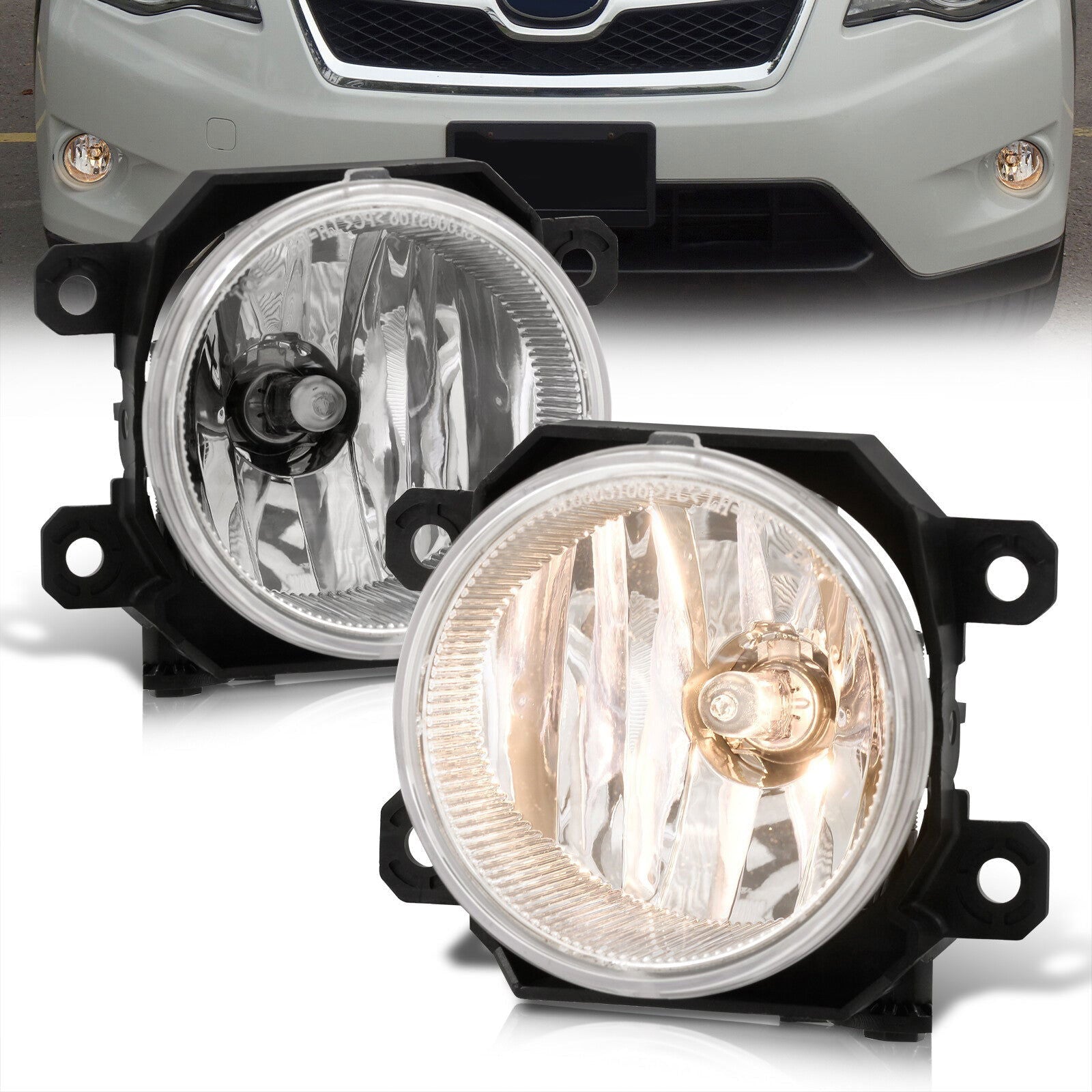Subaru Crosstrek 2018-2021 / Forester 2014-2021 / Impreza 2017-2021 / Legacy 2013-2014 / WRX 2015-2021 / WRX STI 2015-2021 Front Fog Lights Clear Len (Includes Switch & Wiring Harness) - Parts Agent