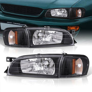 Subaru Impreza 1993-2001 Factory Style Headlights + Corners Black Housing Clear Len Amber Reflector - Parts Agent