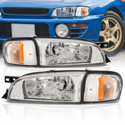 Subaru Impreza 1993-2001 Factory Style Headlights + Corners Chrome Housing Clear Len Amber Reflector - Parts Agent