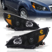 Subaru Legacy / Outback 2010-2014 Factory Style Headlights Black Housing Clear Len Amber Reflector - Parts Agent