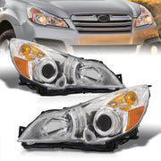 Subaru Legacy / Outback 2010-2014 Factory Style Headlights Chrome Housing Clear Len Amber Reflector - Parts Agent