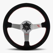 The Classic | Black Alcantara Suede | Graphite Spoke | Red Stitch - Parts Agent