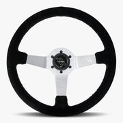 The Classic | Black Alcantara Suede | Silver Spoke | Black Stitch - Parts Agent