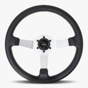 The Classic | Black Leather | Silver Spoke | White Stitch - Parts Agent