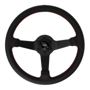The Classic | Black Perforated Leather | Black Spoke | Red Stitch - Parts Agent