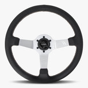 The Classic | Black Perforated Leather | Silver Spoke | White Stitch - Parts Agent