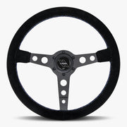 The Daytona | Black Alcantara Suede | Black Spoke | Bavarian Stitch - Parts Agent
