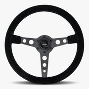 The Daytona | Black Alcantara Suede | Black Spoke | Black Stitch - Parts Agent