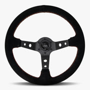 The Daytona | Black Alcantara Suede | Black Spoke | Euro Stitch - Parts Agent