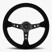 The Daytona | Black Alcantara Suede | Black Spoke | White Stitch - Parts Agent