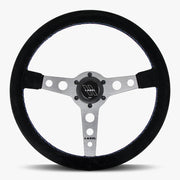 The Daytona | Black Alcantara Suede | Graphite Spoke | Bavarian Stitch - Parts Agent