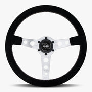The Daytona | Black Alcantara Suede | Silver Spoke | White Stitch - Parts Agent