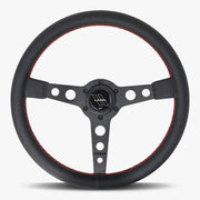 The Daytona | Black Leather | Black Spoke | Red Stitch - Parts Agent