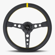 The Daytona | Black Leather | Black Spoke | Yellow Stitch - Parts Agent