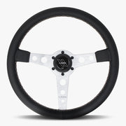 The Daytona | Black Leather | Silver Spoke | White Stitch - Parts Agent