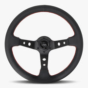 The Daytona | Black Perforated Leather | Black Spoke | Red Stitch - Parts Agent