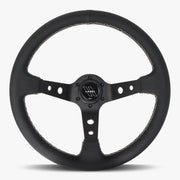 The Daytona | Black Perforated Leather | Black Spoke | White Stitch - Parts Agent