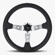 The Daytona | Black Perforated Leather | Silver Spoke | Bavarian Stitch - Parts Agent