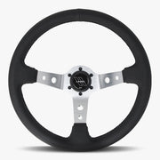 The Daytona | Black Perforated Leather | Silver Spoke | Black Stitch - Parts Agent